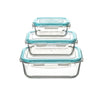 Lot 3 boîtes hermétiques Verre rectangulaire 330 ml 800 ml 1730 ml Bleu ClipEat Five