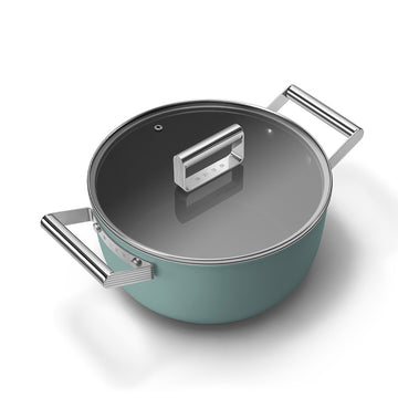 Faitout 24 cm avec couvercle Vert Émeraude Mat Années 50 Smeg