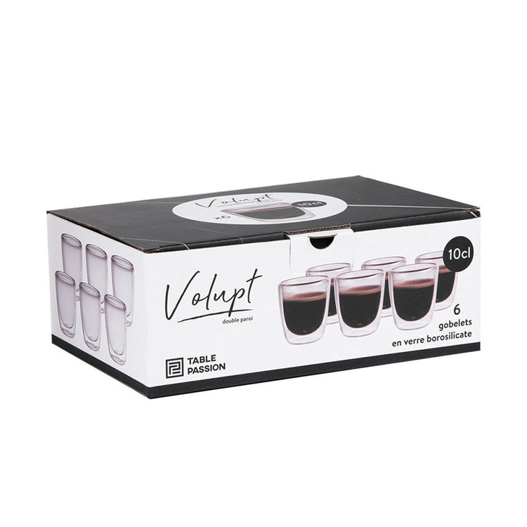 Boite de 6 tasses 10cl Double Paroi Volupt Table Passion