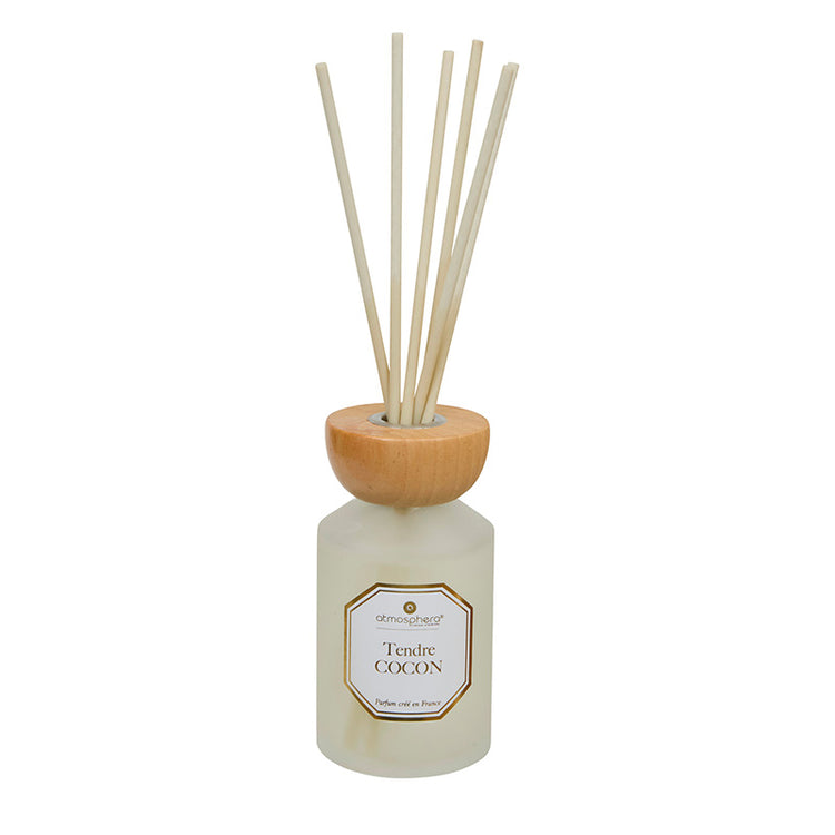 Bouquet parfumé en verre et en bois 200ml blanc Tendre Cocon Atmosphera