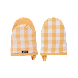 Set de 2 maniques en coton jaune Gingham Tiseco