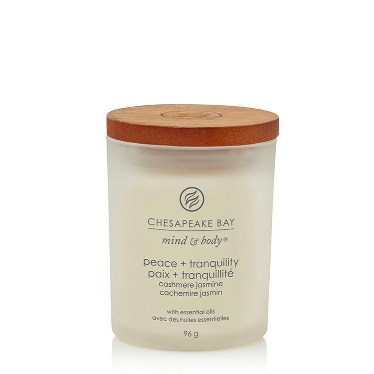 Bougie parfumée Paix Tranquillité Cachemire et Jasmin 96g Blanc Chesapeake Bay