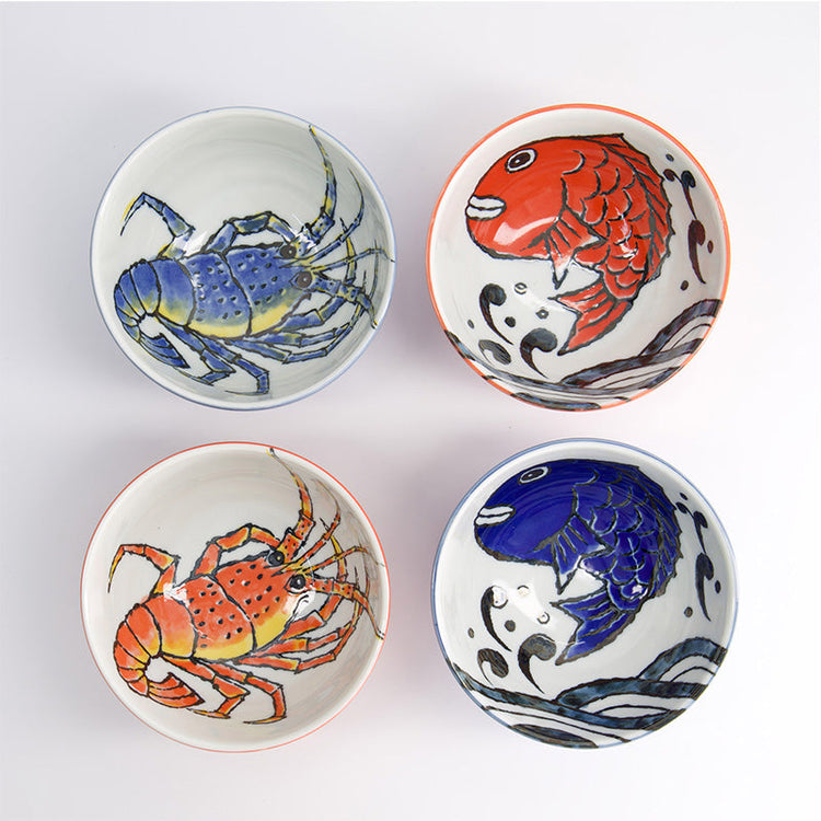 Coffret 4 bols en porcelaine 500 ml Seafood Tokyo Design