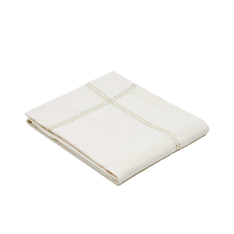 Nappe recyclée blanche surpiqures dorées 140x300 Winkler