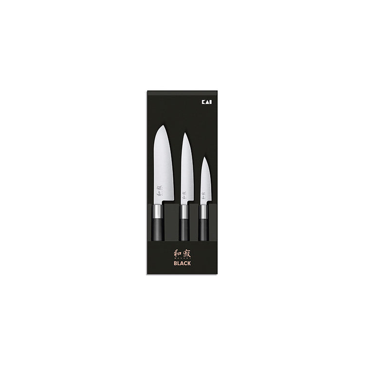 Coffret 3 couteaux japonais wasabi black KAI