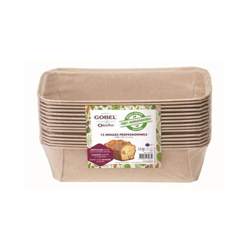 Set de 15 moules à cake papier naturel biodégradable 23,3x11x6,5 cm Beige Tellier Gobel & Cie