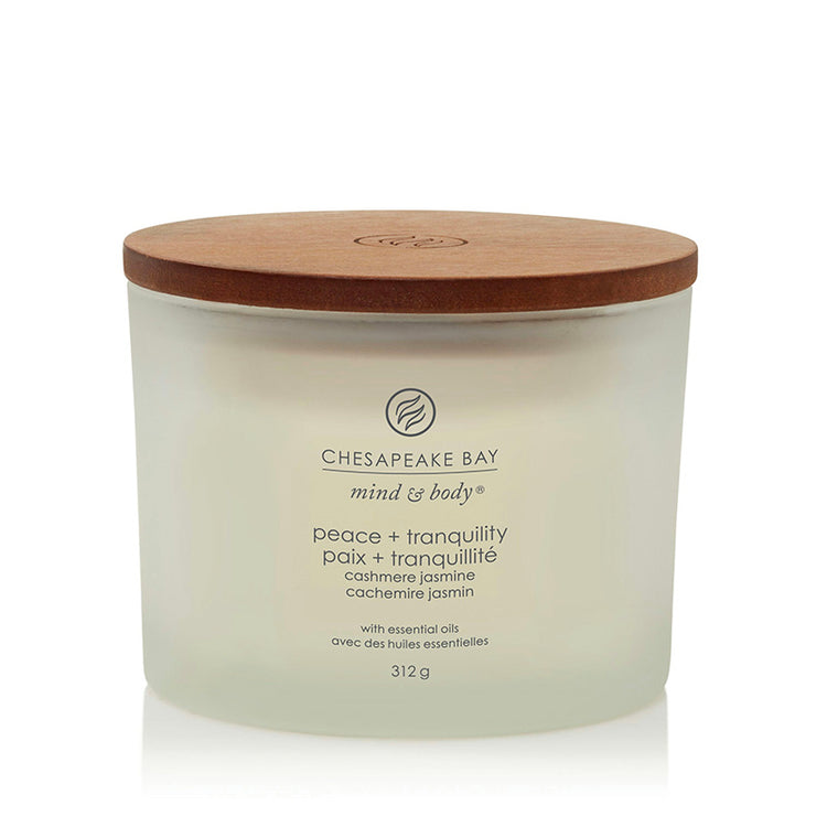 Bougie parfumée Paix Tranquillité Cachemire et Jasmin 312g Blanc Chesapeake Bay