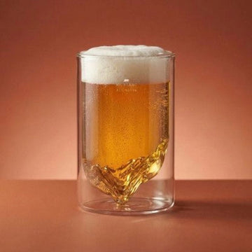 Verre double paroi borosilicate soufflé à la main 330 ml Blanc Topo Mont Blanc Millenium