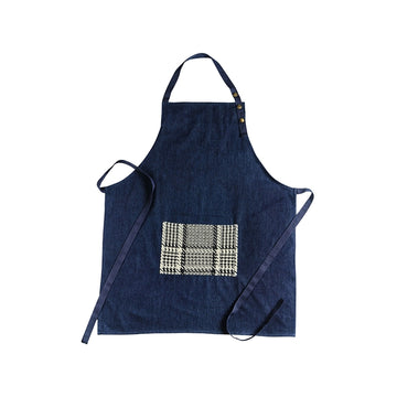 Tablier en coton pour homme Denim Dipsyrex Navy avec boutons pression Les Tabliers de Julie Andrieu
