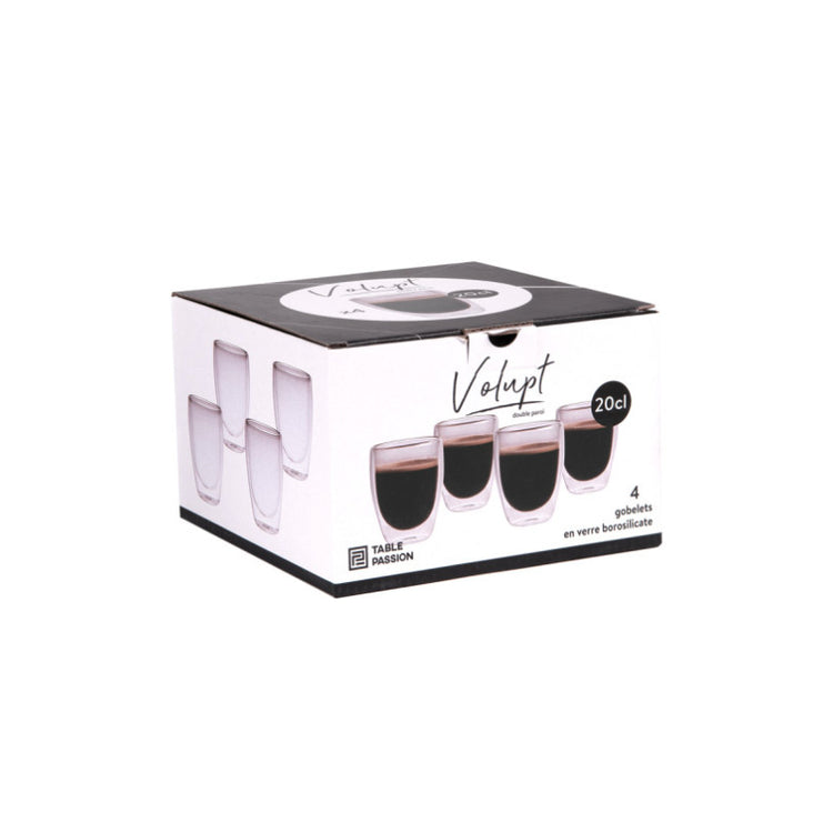 Boite de 4 tasses 20cl Double Paroi Volupt Table Passion