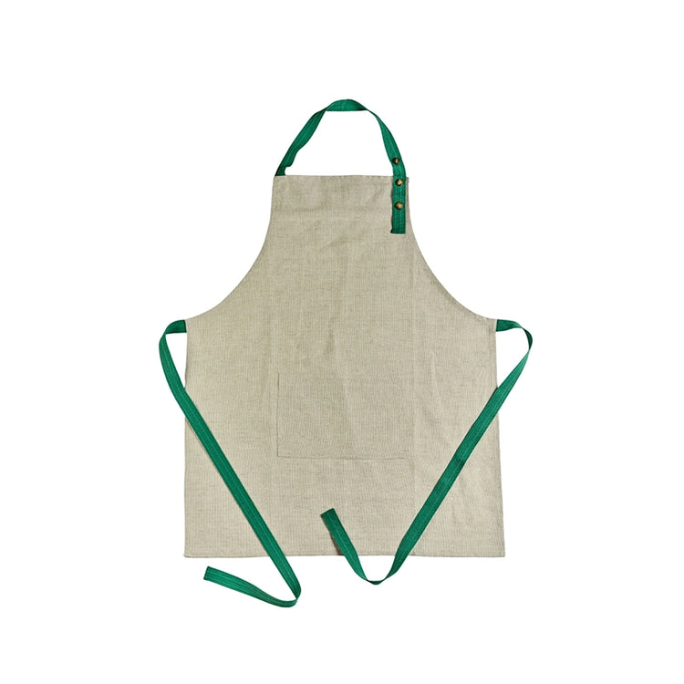 Tablier en lin pour homme Lin Vert avec boutons pression Les Tabliers de Julie Andrieu