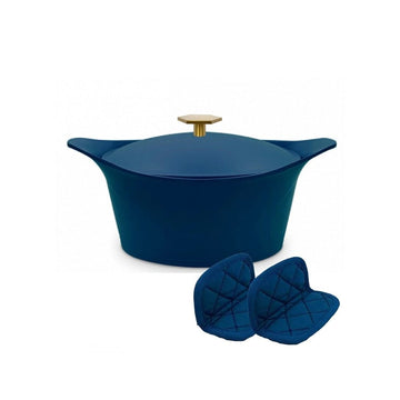 Coffret Cocotte L'Incroyable 28cm fonte d'aluminium 7L bleu myrtille Cookut