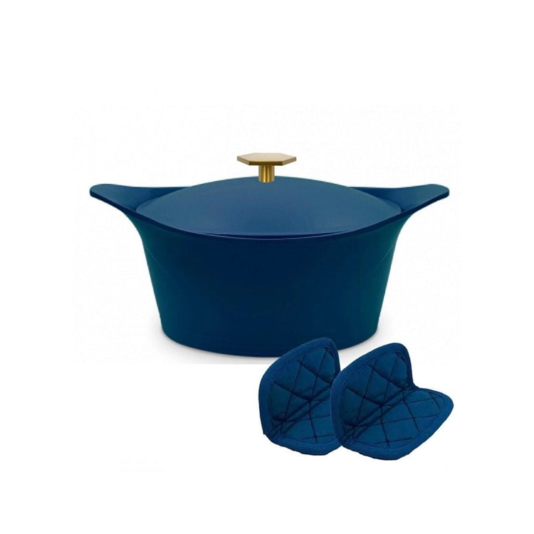 Coffret Cocotte L'Incroyable 28cm fonte d'aluminium 7L bleu myrtille Cookut