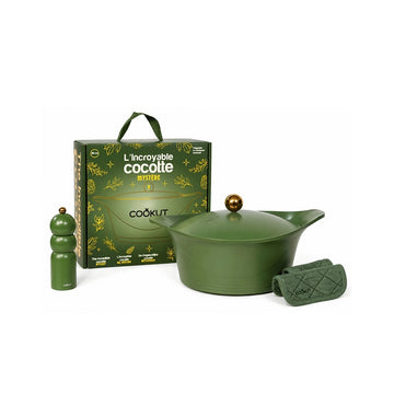 Coffret Cocotte L'Incroyable 24cm fougère vert métal Cookut