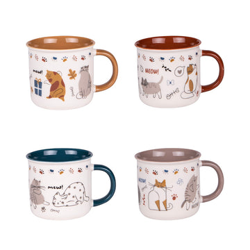 Coffret de 4 mugs 35cl Chat Table Passion