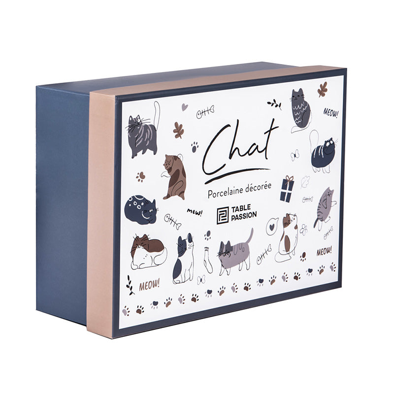 Coffret de 4 mugs 35cl Chat Table Passion
