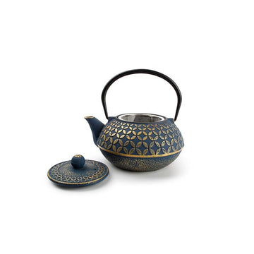 Coffret pause thé théière fonte 2 tasses 80 cl 10 cl Bleu mat Du Bruit dans la Cuisine