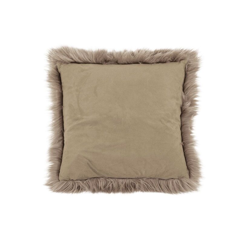 Coussin fourrure synthétique Taupe