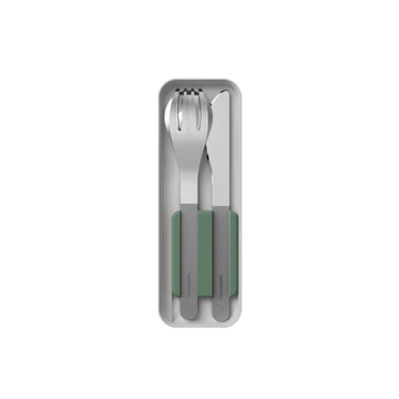 Couverts inox 3 pièces avec étui Vert Bento Slim Monbento