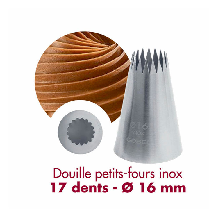 Douille à petits fours 17 dents inox 16mm Gobel