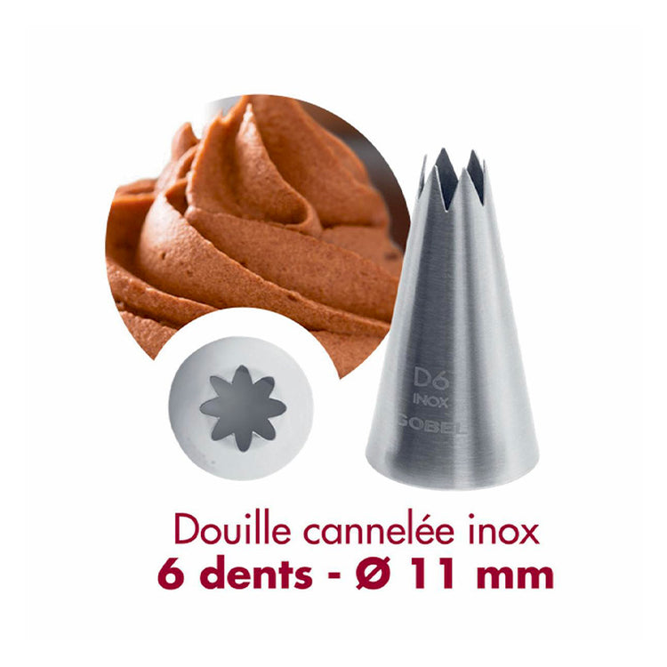 Douille cannelée 6 dents inox 11mm Gobel