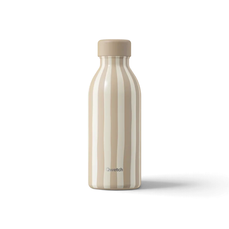 Bouteille isotherme Du Bruit dans la Cuisine Qwetch Icon Allure 500ml en inox recyclé beige à rayures verticales