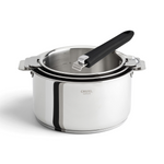Set de 3 casseroles en inox Du Bruit dans la Cuisine Cristel Casteline avec poignée amovible noire