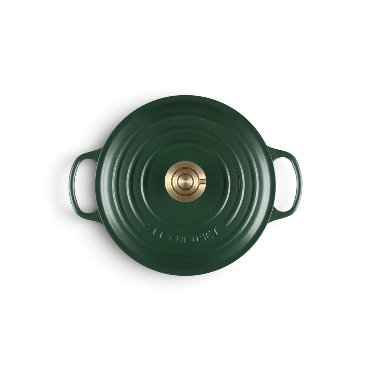 Cocotte ronde en fonte émaillée Du Bruit dans la Cuisine, coloris forêt, 24 cm avec bouton en acier inoxydable.