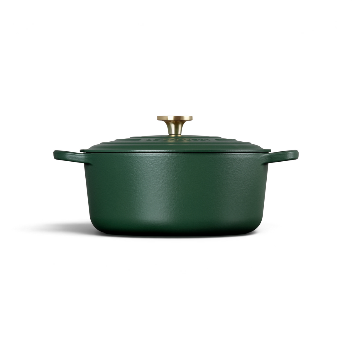 Cocotte ronde en fonte émaillée Du Bruit dans la Cuisine Le Creuset couleur vert forêt avec bouton doré