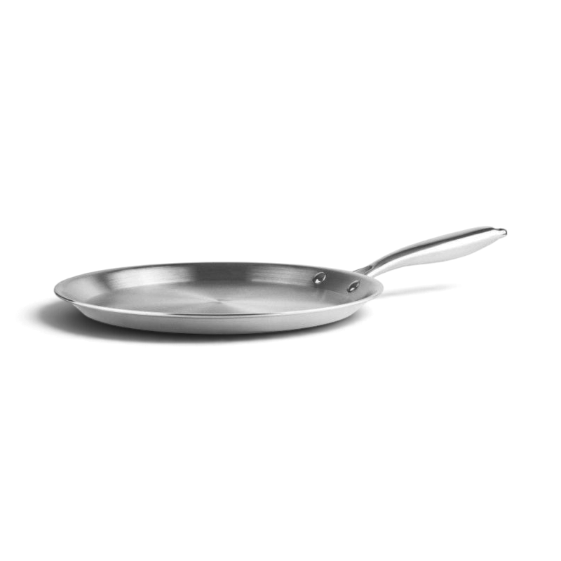Crêpière Du Bruit dans la Cuisine en inox 28 cm de la gamme Triply Natural avec poignée rivetée