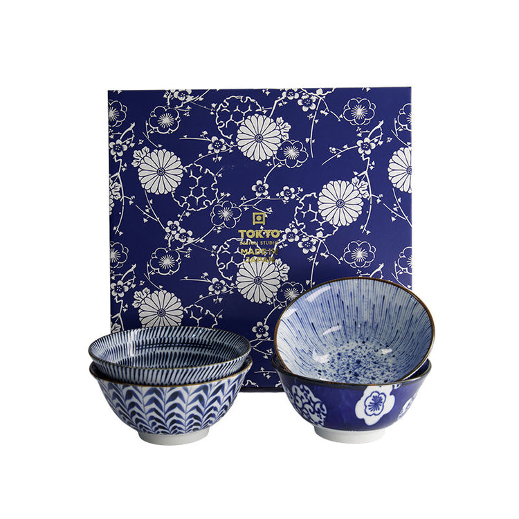Coffret 4 bols en porcelaine 550 ml bleus Tayo Tokyo Design