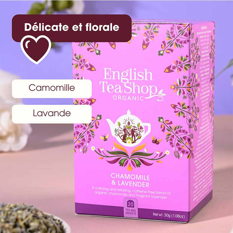 Infusion camomille lavande bio 20 sachets English tea shop