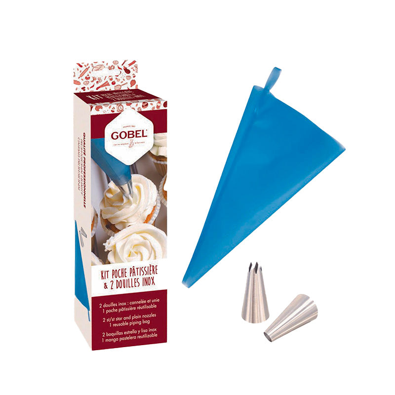 Kit poche pâtissière réutilisable 35cm avec 2 douilles Gobel