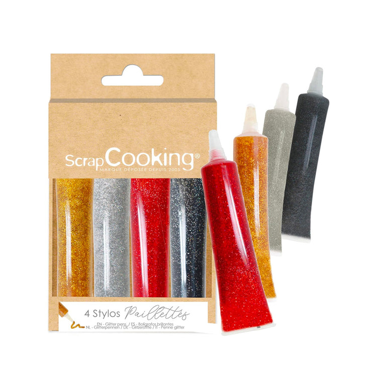 Lot de 4 stylos pailletés comestibles multicolore ScrapCooking