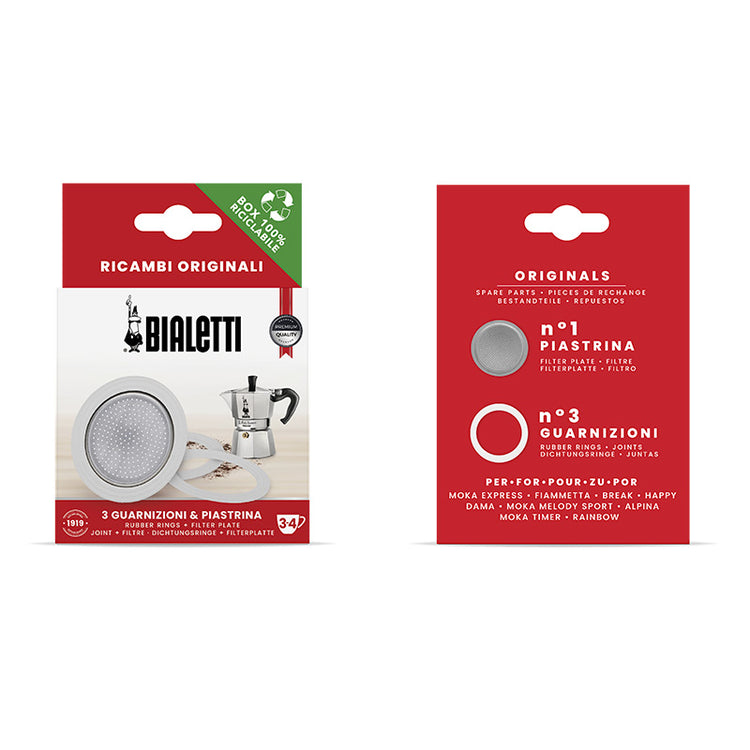 Set de 3 joints et 1 filtre 3/4 tasses Moka Bialetti