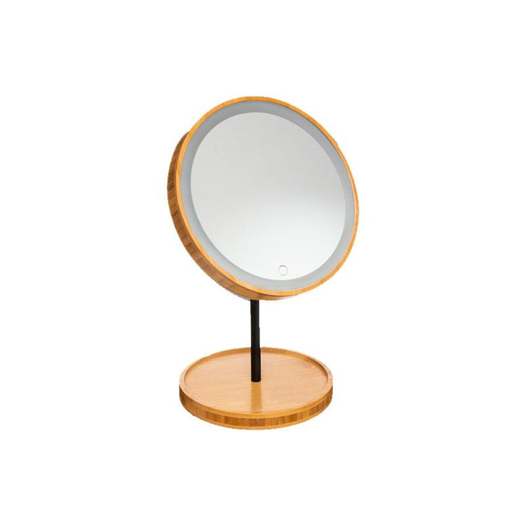 Miroir rond éclairé bambou 16cm