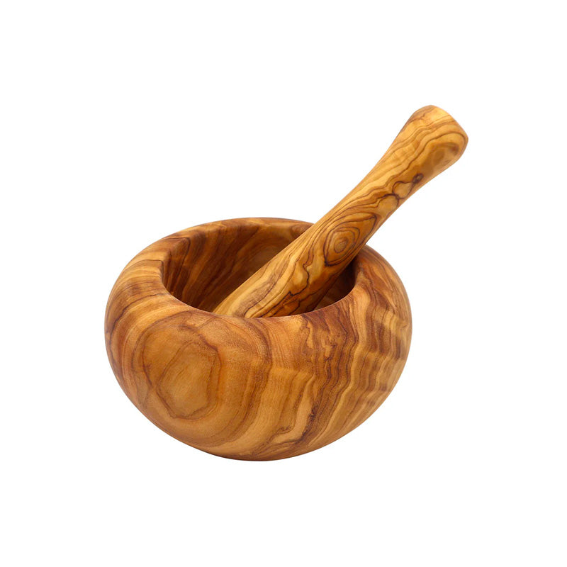 Mortier + pilon bois d'olivier 15cm