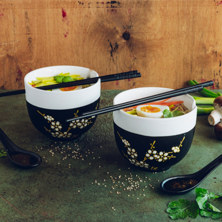 Coffret à ramen en céramique blanc et noir Du Bruit dans la Cuisine