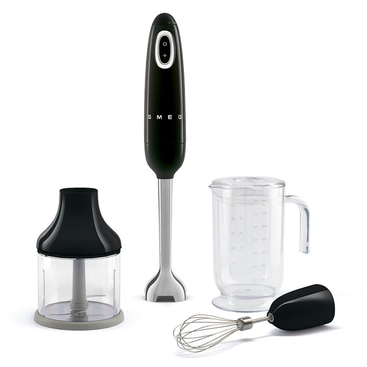 Mixeur plongeant avec accessoires Noir Années 50 Smeg