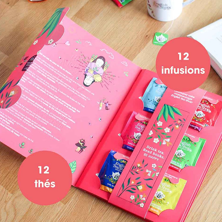 Livre avec 24 sachets de thé et infusion Bio English Tea Shop