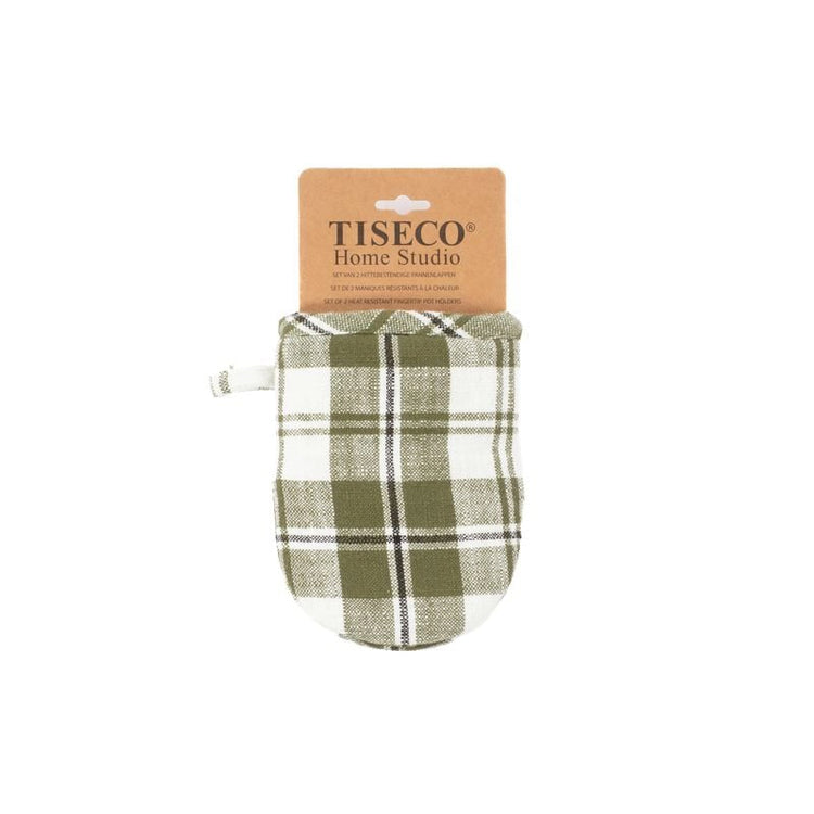 Set de 2 maniques Lauren 100% coton vert kaki Tiseco