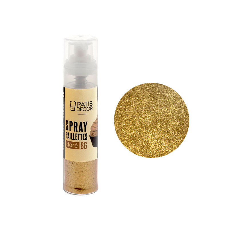 Spray de paillettes 8g doré Patisdecor