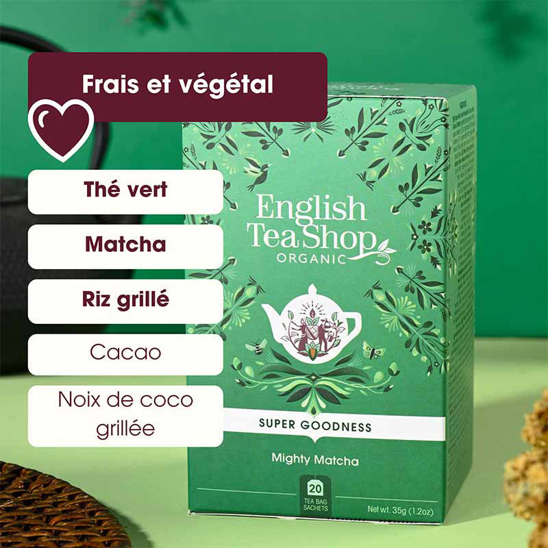 Thé vert matcha bio 20 sachets English tea shop