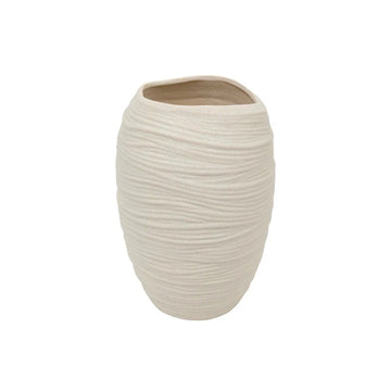 Vase Prudi cylindrique en grès blanc texturé Atmosphera