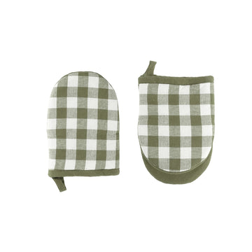 Set de 2 maniques en coton vert Gingheam Tiseco