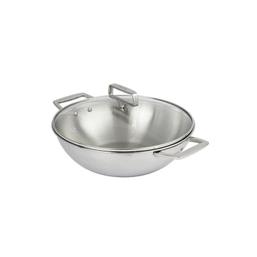 Wok en inox avec couvercle 28 cm Castel'Pro Cristel
